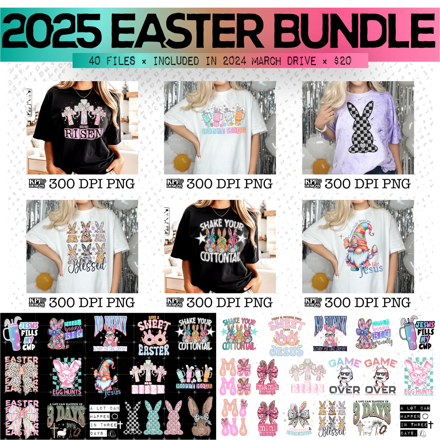 BUNDLE: Easter (40 files) - Mar2025 - PNG - Digital Design