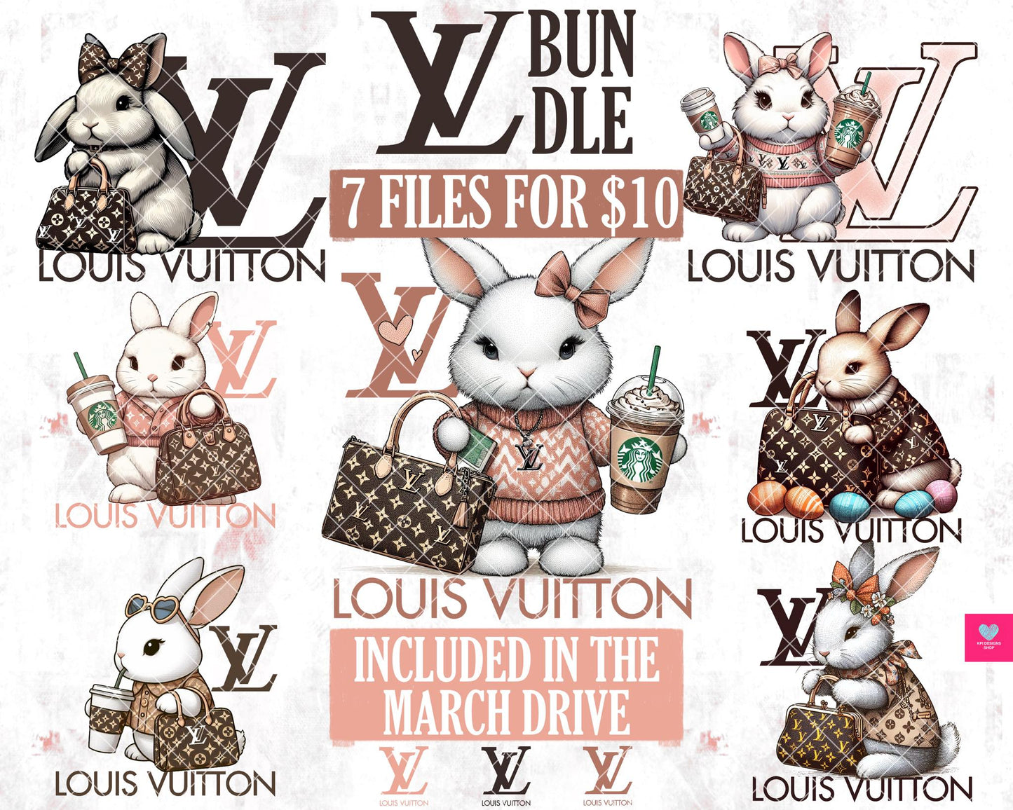 BUNDLE: LV Bunny (Easter) - Mar2024 - PNG - Digital Design (Personal Use Recommended)