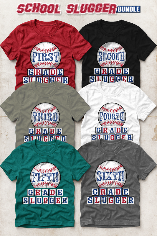 BUNDLE: School Slugger - Pre-K thru 6th - July2025 - PNG - Digital Design