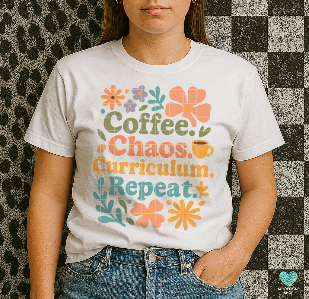 Coffee. Chaos. Curriculum. Repeat - April2025 - PNG - Digital Design