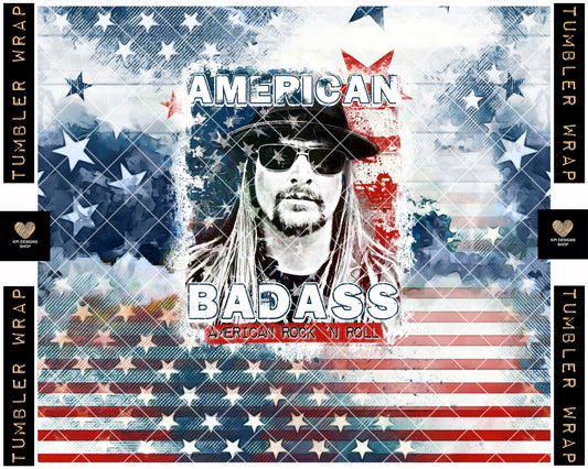 Tumbler Wrap: American Badass - May2023 - PNG - Digital Design