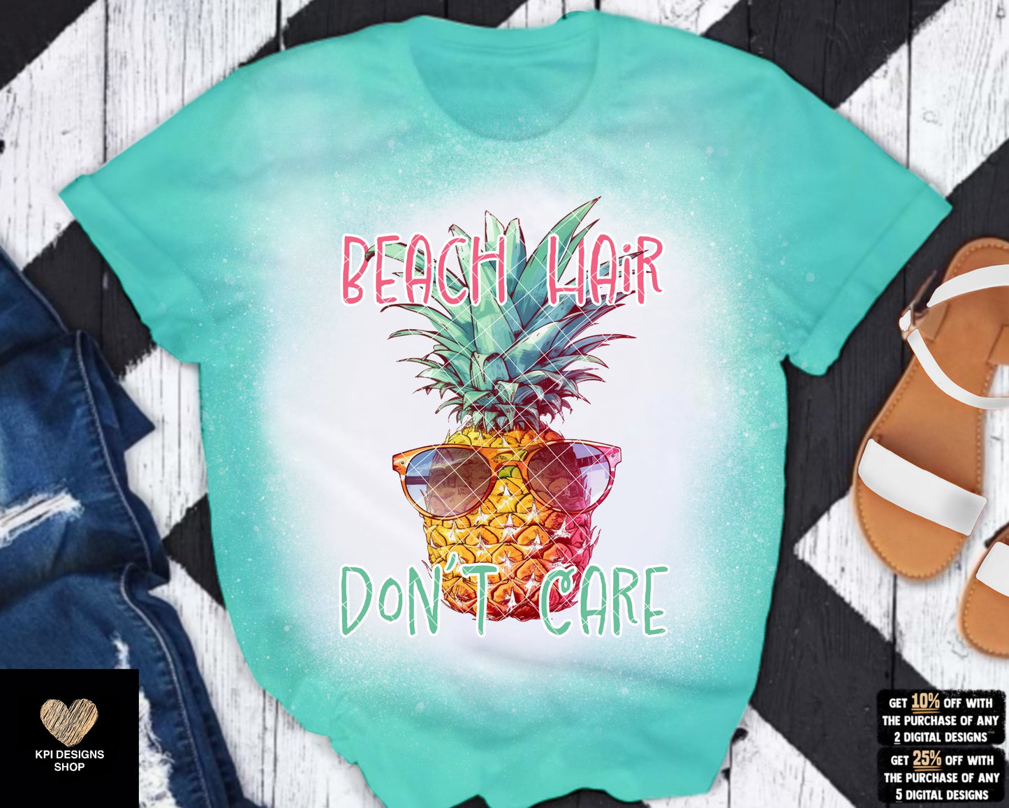 Beach/Pool Hair, Don't Care (2-pack) - June2023 - PNG - Digital Design