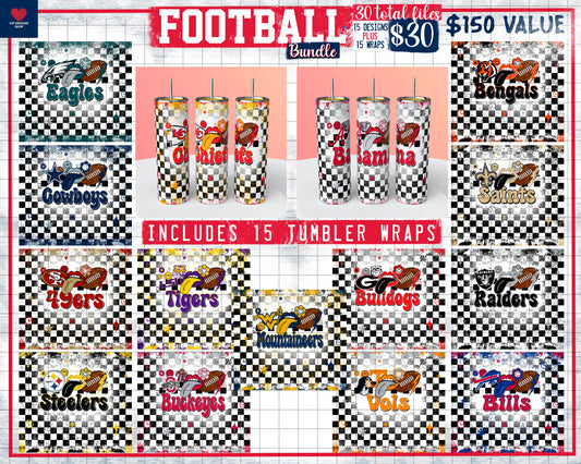 BUNDLE: Football Teams (30 files) - Aug2023 - PNG - Digital Design (Personal Use Recommended)