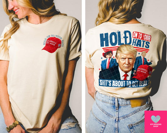 Trump - Hold on to Your Hats + Matching Pocket (3-pack) - June2024 - PNG - Digital Design