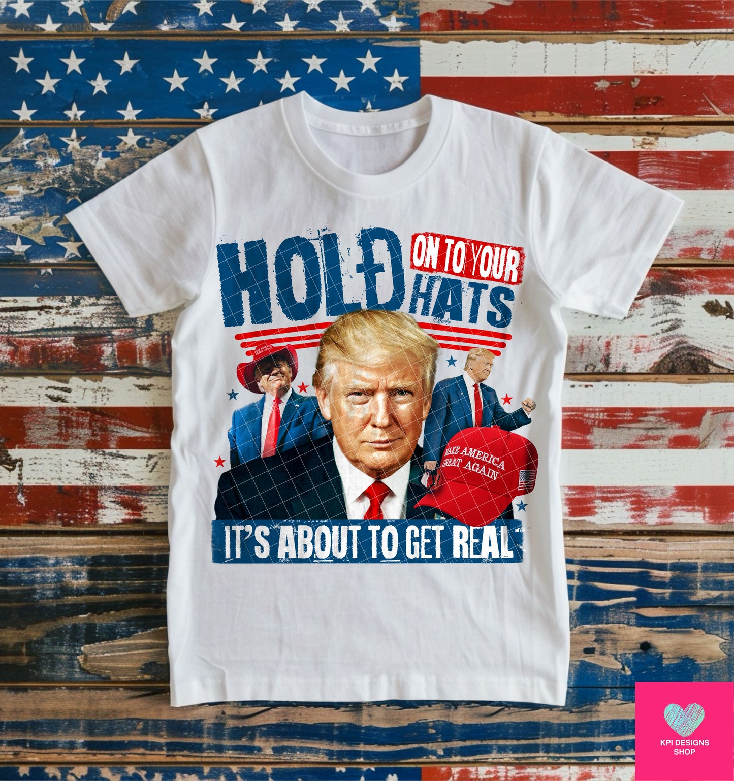 Trump - Hold on to Your Hats + Matching Pocket (3-pack) - June2024 - PNG - Digital Design