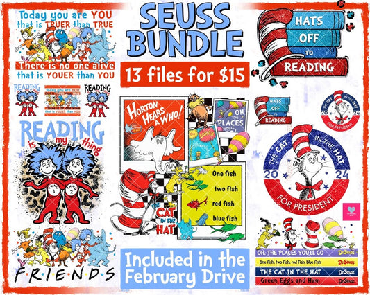 D. S E U S S Bundle (13 Files) - Feb2024 - PNG -Digital Design (Personal Use Recommended)