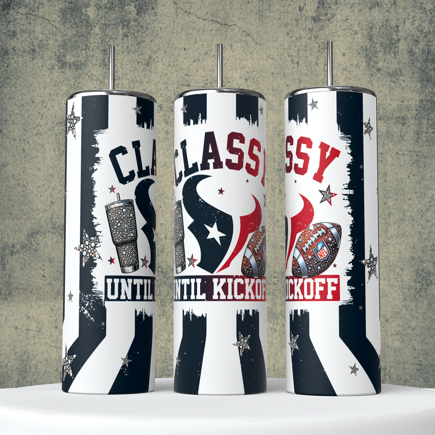 Classy Until Kickoff + Tumbler Wraps (64 Files) - Sept2024 - PNG - Digital Design (Personal Use Recommended)
