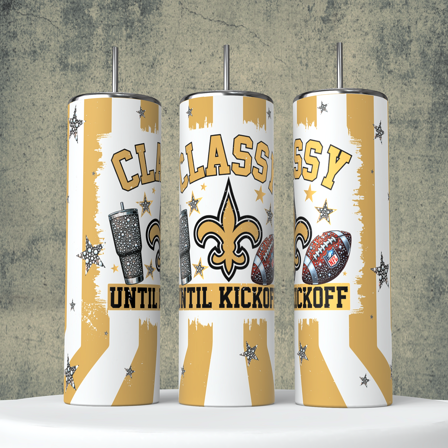 Classy Until Kickoff + Tumbler Wraps (64 Files) - Sept2024 - PNG - Digital Design (Personal Use Recommended)