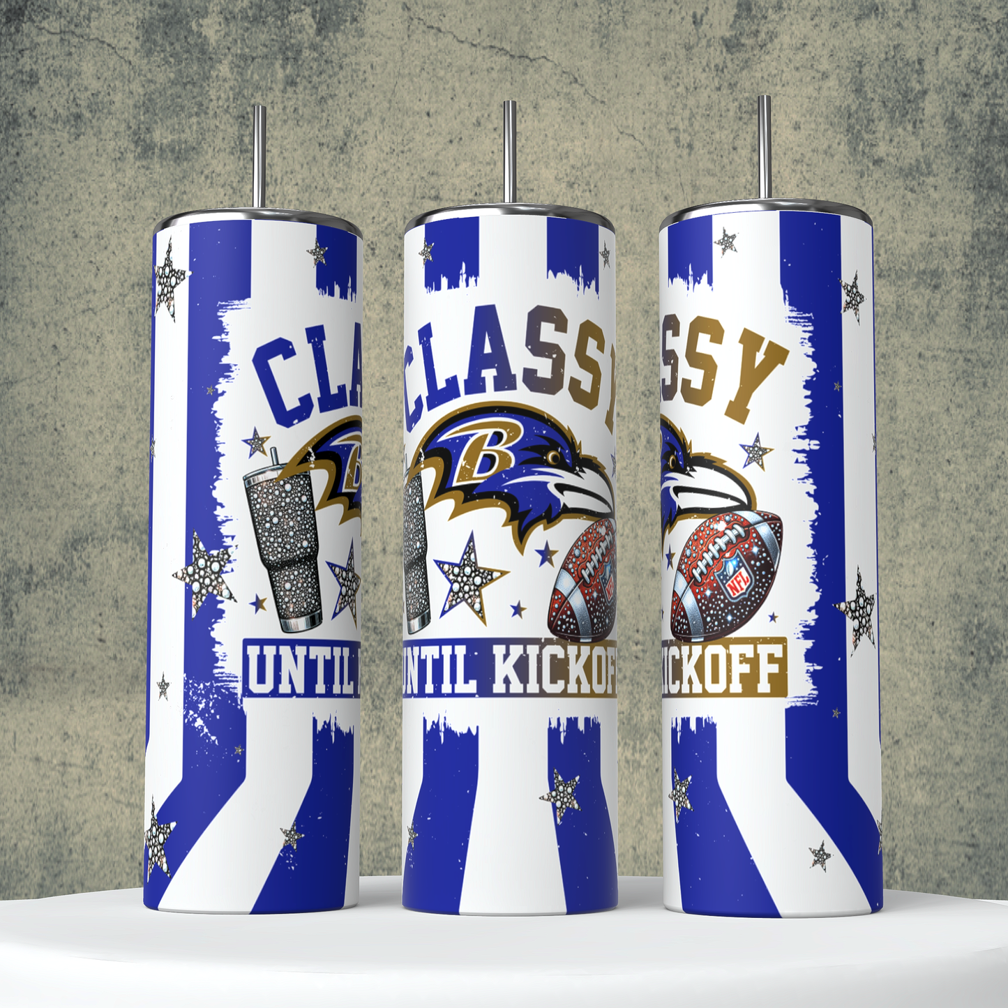 Classy Until Kickoff + Tumbler Wraps (64 Files) - Sept2024 - PNG - Digital Design (Personal Use Recommended)