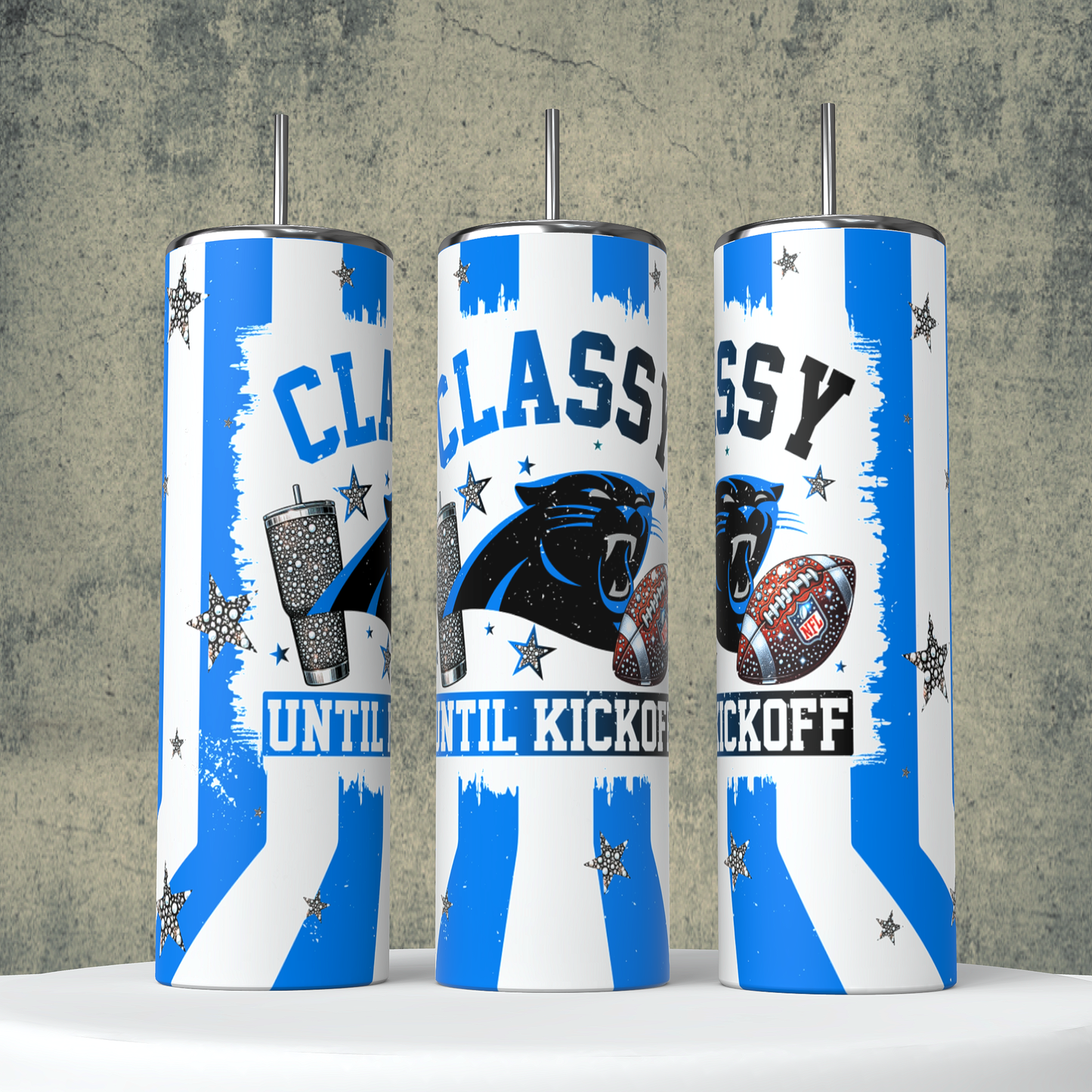 Classy Until Kickoff + Tumbler Wraps (64 Files) - Sept2024 - PNG - Digital Design (Personal Use Recommended)