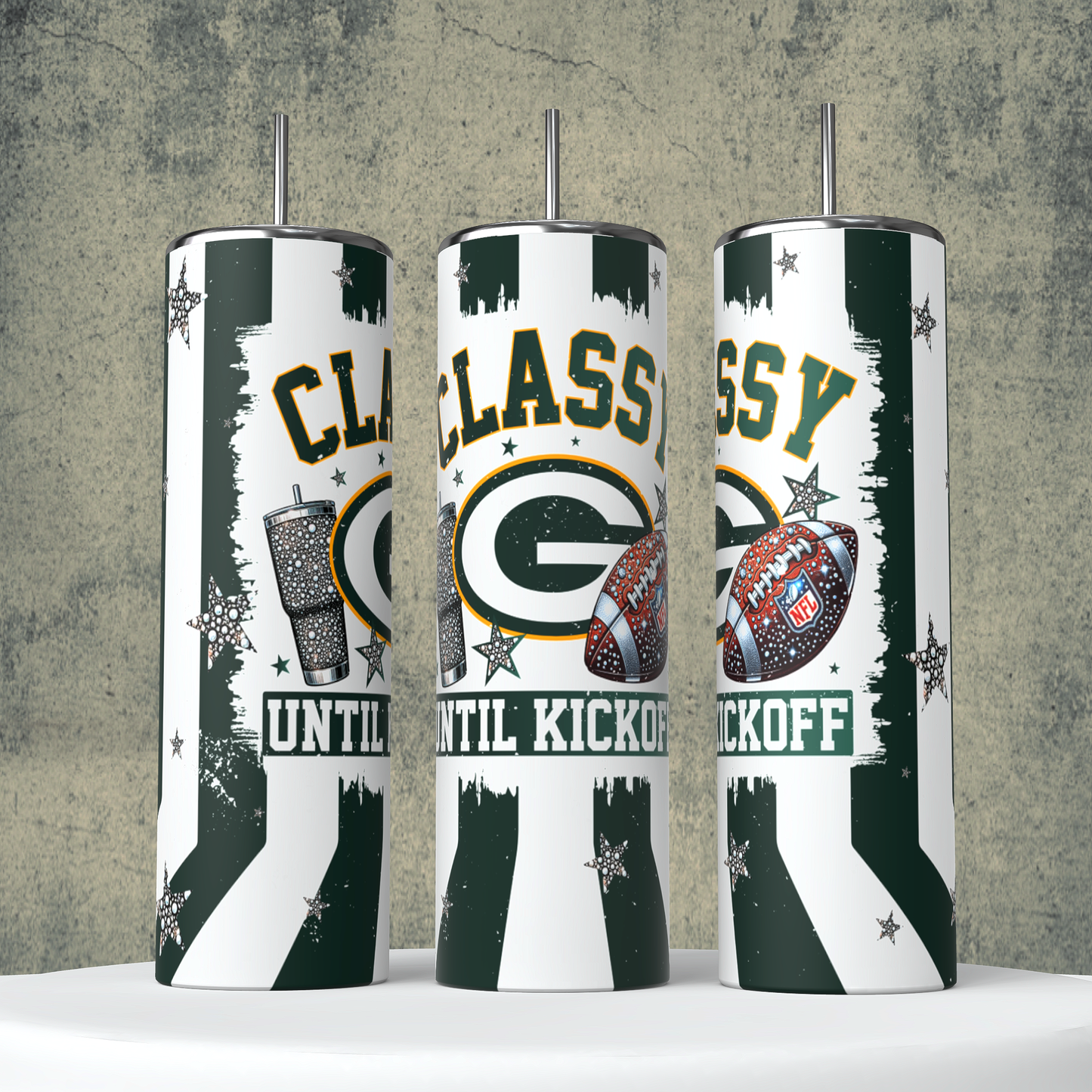 Classy Until Kickoff + Tumbler Wraps (64 Files) - Sept2024 - PNG - Digital Design (Personal Use Recommended)