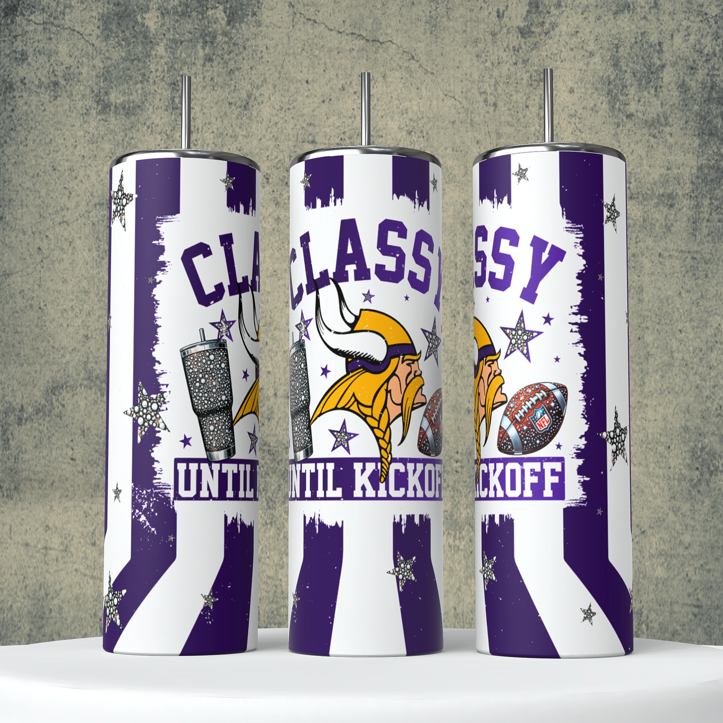 Classy Until Kickoff + Tumbler Wraps (64 Files) - Sept2024 - PNG - Digital Design (Personal Use Recommended)
