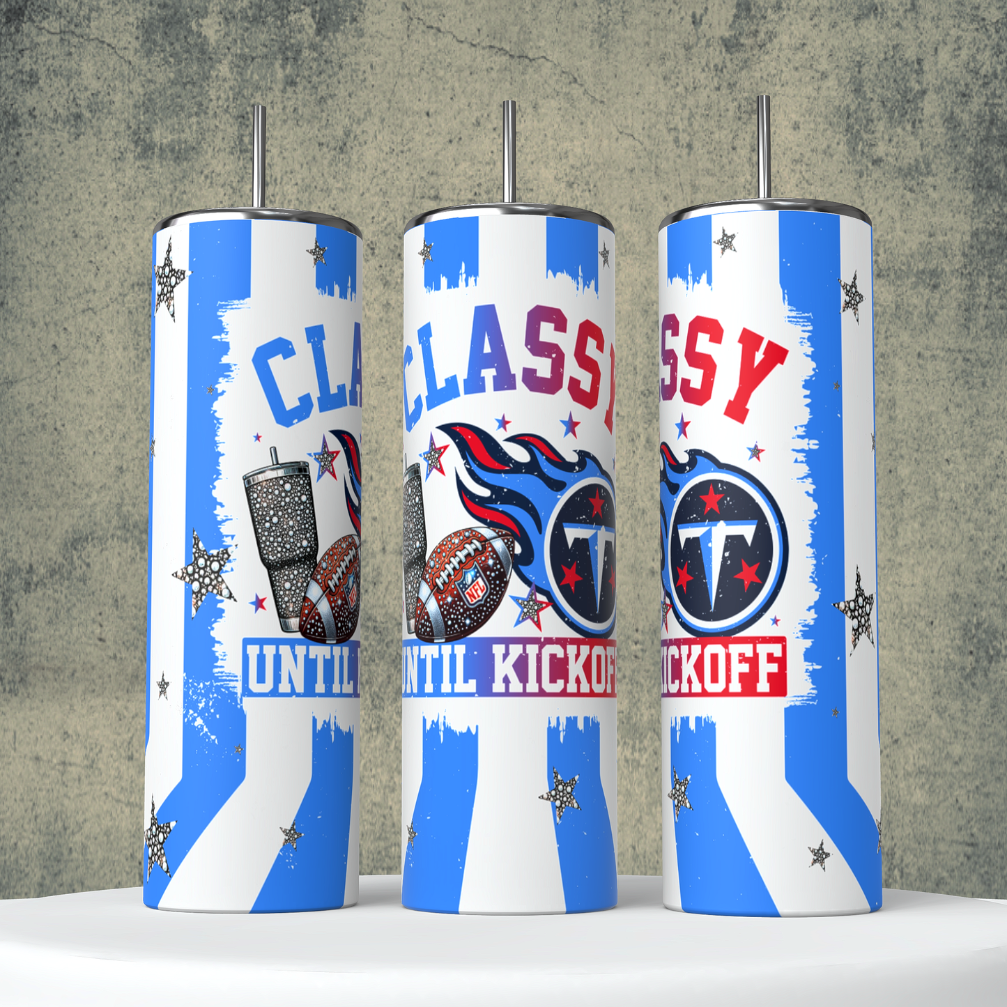 Classy Until Kickoff + Tumbler Wraps (64 Files) - Sept2024 - PNG - Digital Design (Personal Use Recommended)