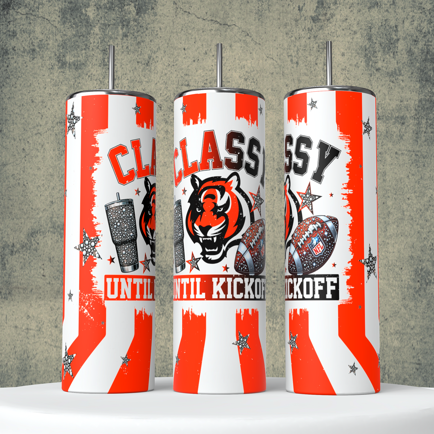 Classy Until Kickoff + Tumbler Wraps (64 Files) - Sept2024 - PNG - Digital Design (Personal Use Recommended)