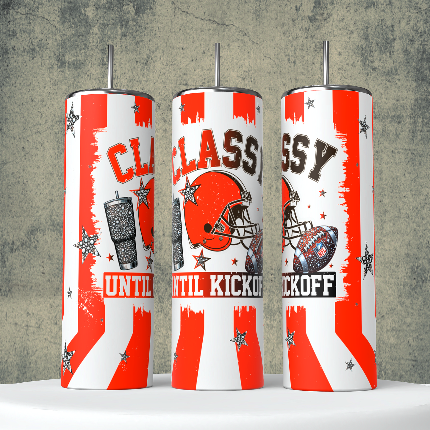 Classy Until Kickoff + Tumbler Wraps (64 Files) - Sept2024 - PNG - Digital Design (Personal Use Recommended)