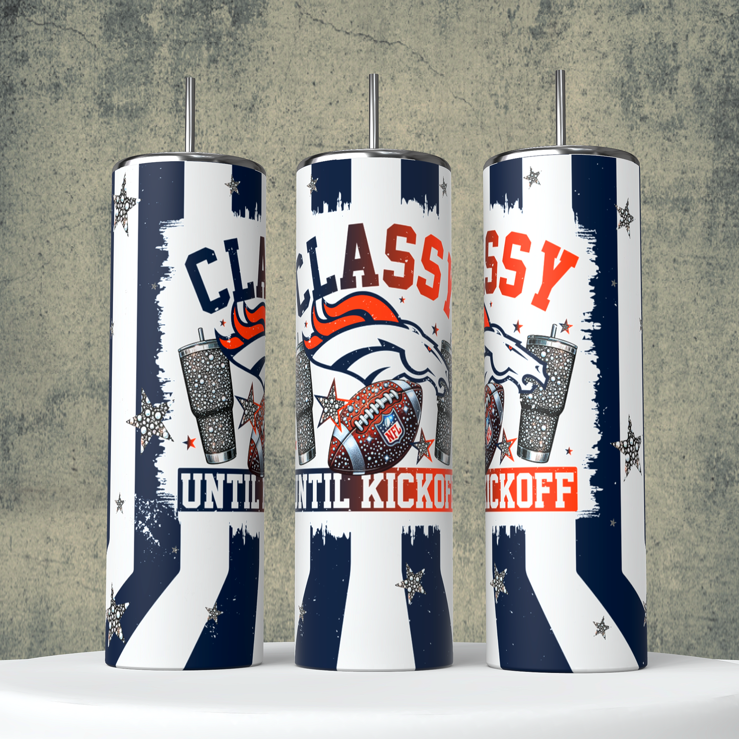 Classy Until Kickoff + Tumbler Wraps (64 Files) - Sept2024 - PNG - Digital Design (Personal Use Recommended)