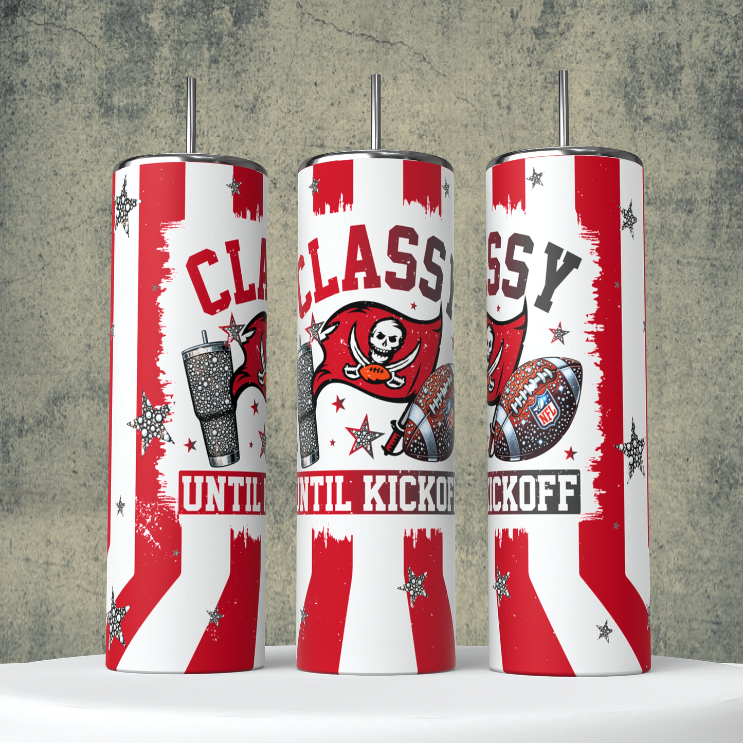 Classy Until Kickoff + Tumbler Wraps (64 Files) - Sept2024 - PNG - Digital Design (Personal Use Recommended)
