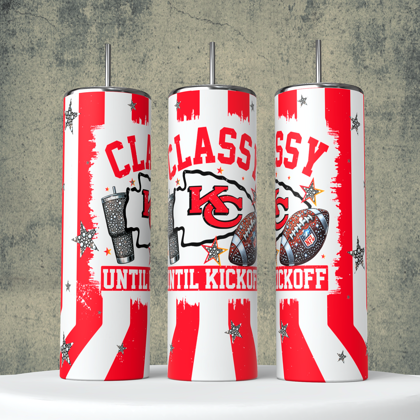 Classy Until Kickoff + Tumbler Wraps (64 Files) - Sept2024 - PNG - Digital Design (Personal Use Recommended)