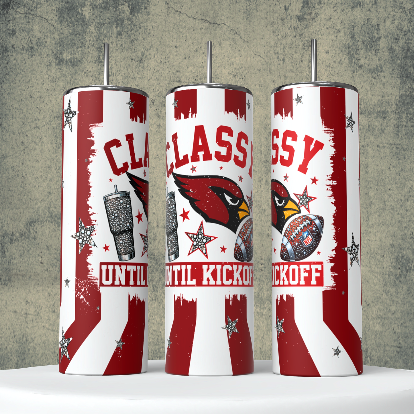 Classy Until Kickoff + Tumbler Wraps (64 Files) - Sept2024 - PNG - Digital Design (Personal Use Recommended)