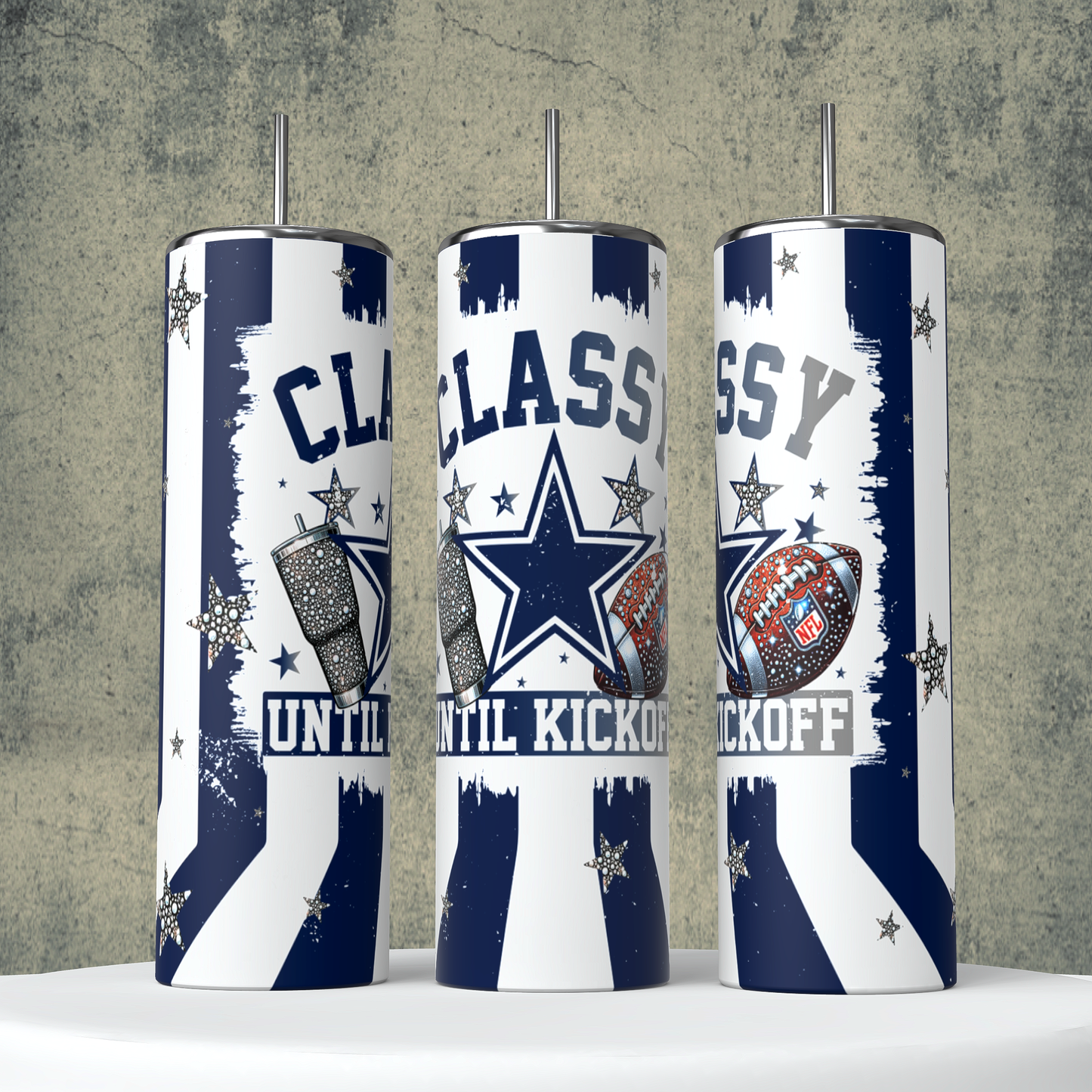 Classy Until Kickoff + Tumbler Wraps (64 Files) - Sept2024 - PNG - Digital Design (Personal Use Recommended)