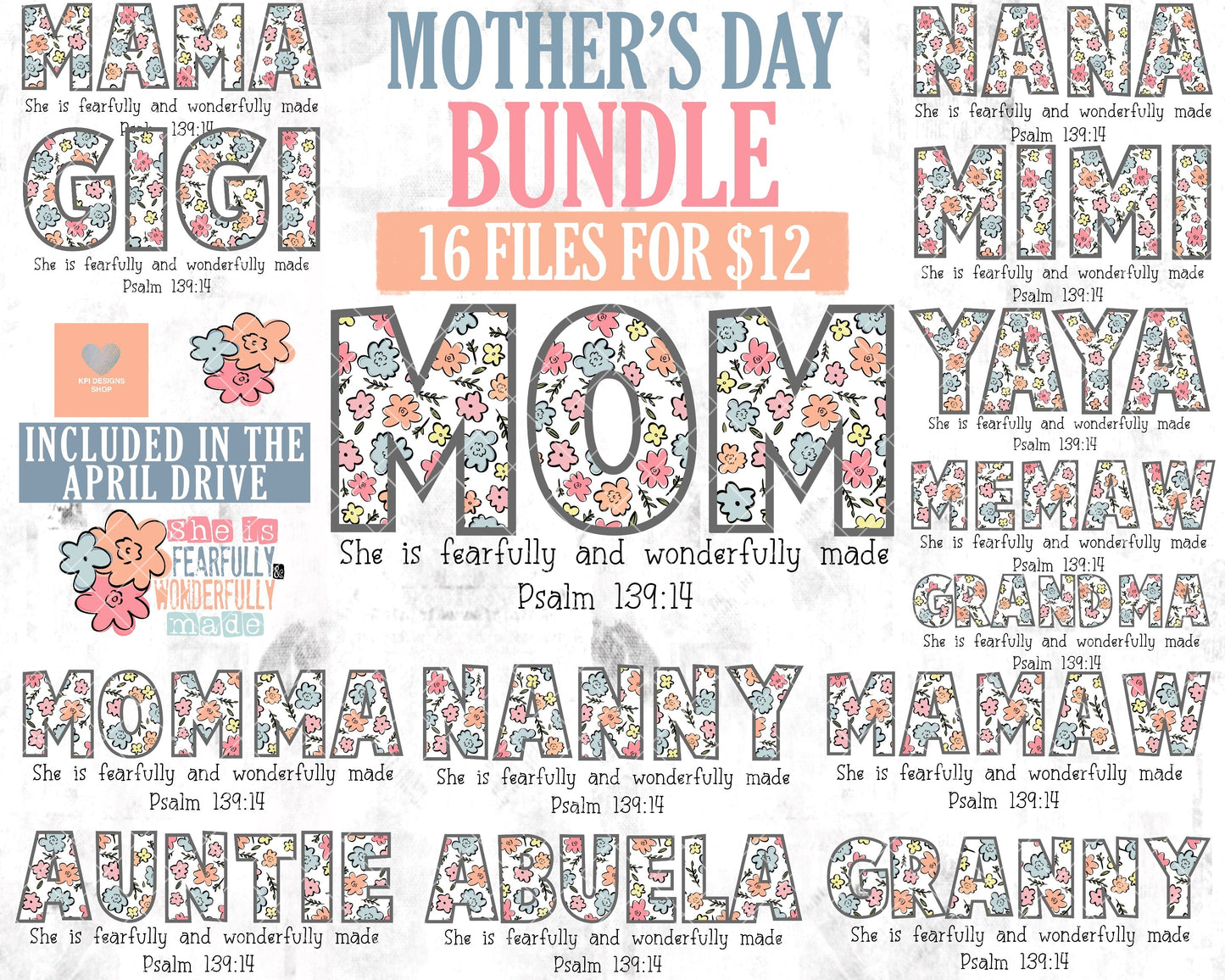 BUNDLE: She is Fearfully & Wonderfully Made (16 files) - Apr2024 - PNG - Digital Design