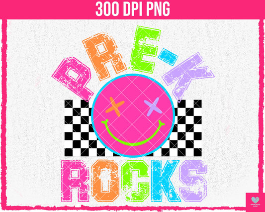 Pre-K Neon Smiley - July2024 - PNG - Digital Design