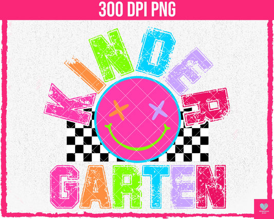 Kindergarten Neon Smiley - July2024 - PNG - Digital Design