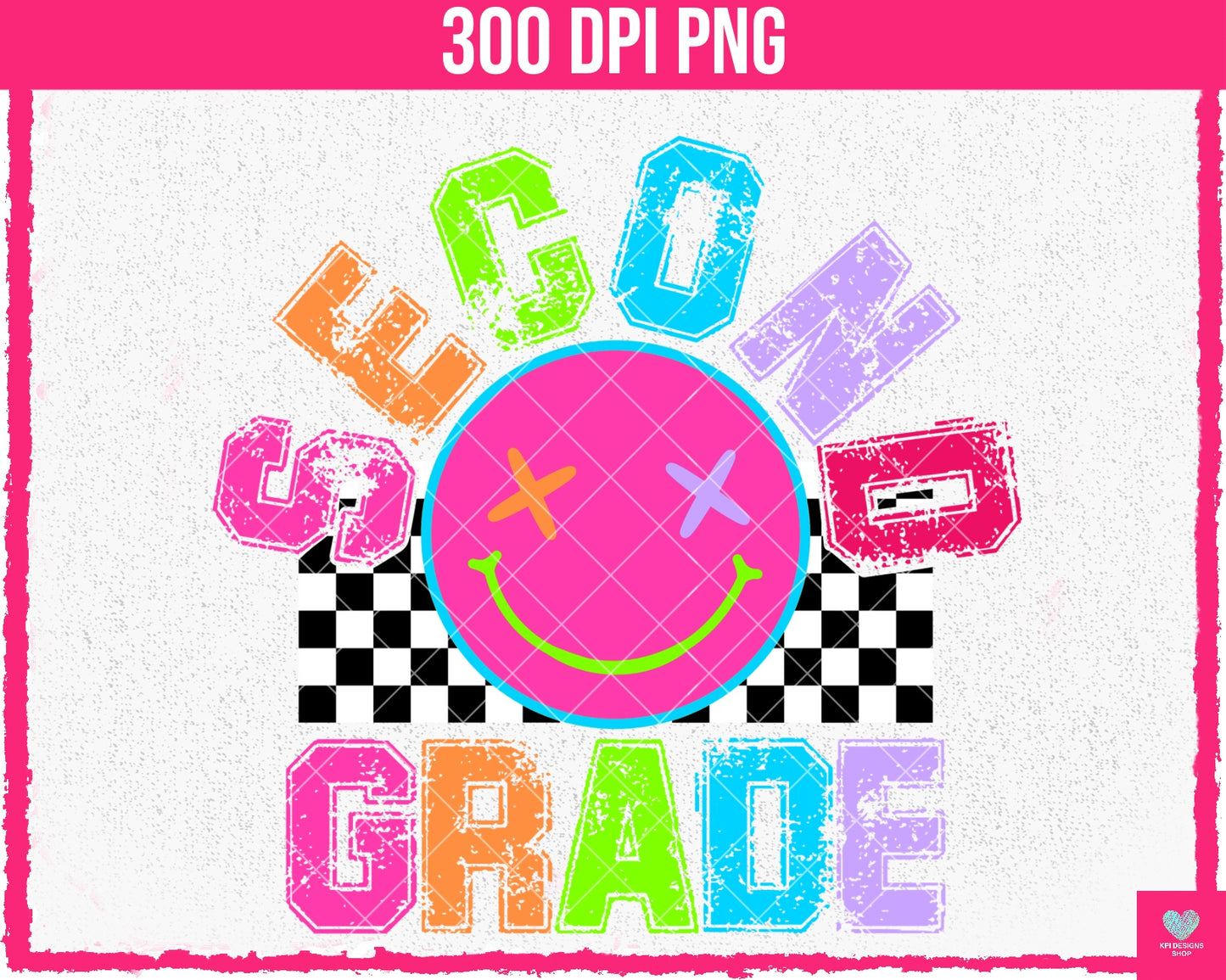 BUNDLE: Neon Smiley School Grades (8-pack)- July2024 - PNG - Digital Design