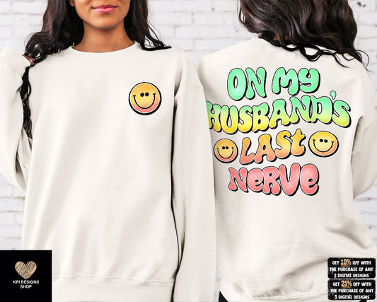 On My Husband's Last Nerve + Matching Pocket (10-pack) - July2023 - PNG - Digital Design