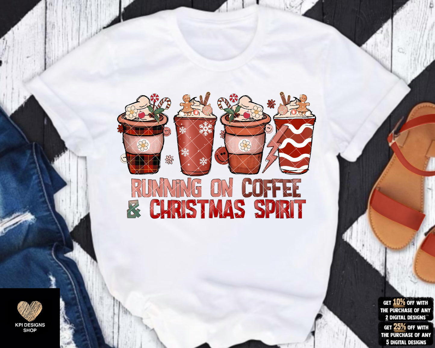 Running on Coffee & Christmas Spirit - Oct2023 - PNG - Digital Design