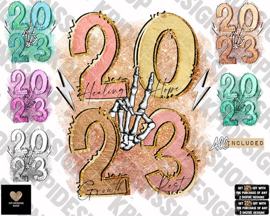 2023 Hope, Healing, Growth, Rest (6 pack) - Dec2022 - PNG - Digital Design