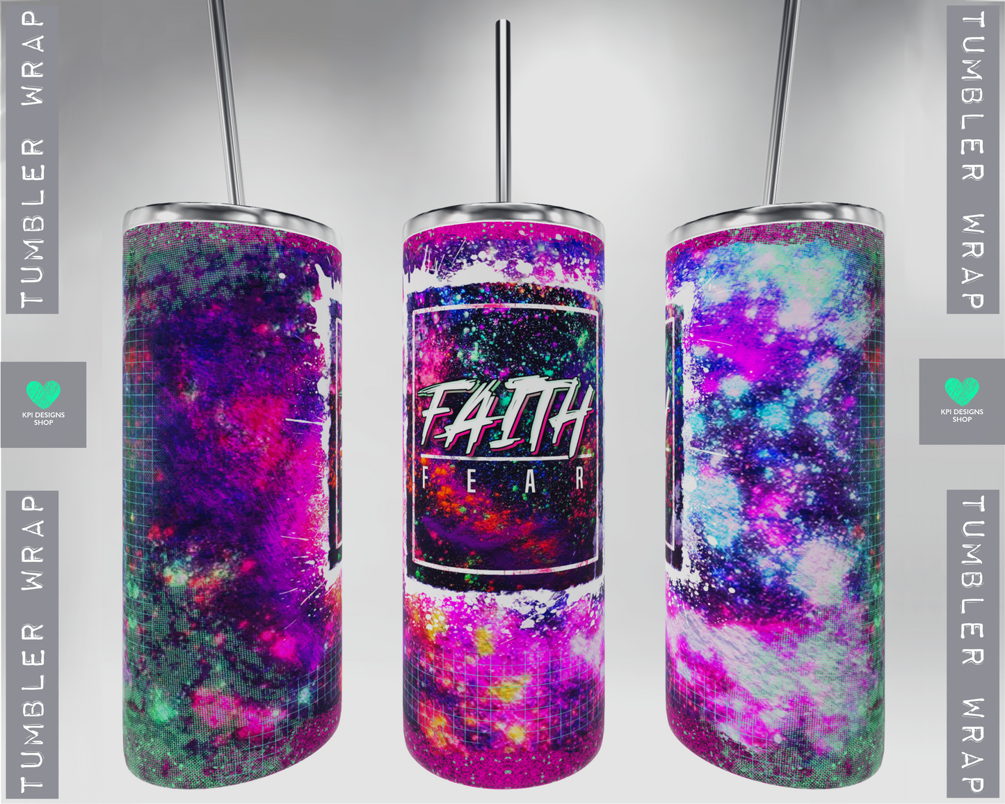 BOGO Tumbler Wrap: Faith Over Fear (2-pack) - PNG - Digital Design