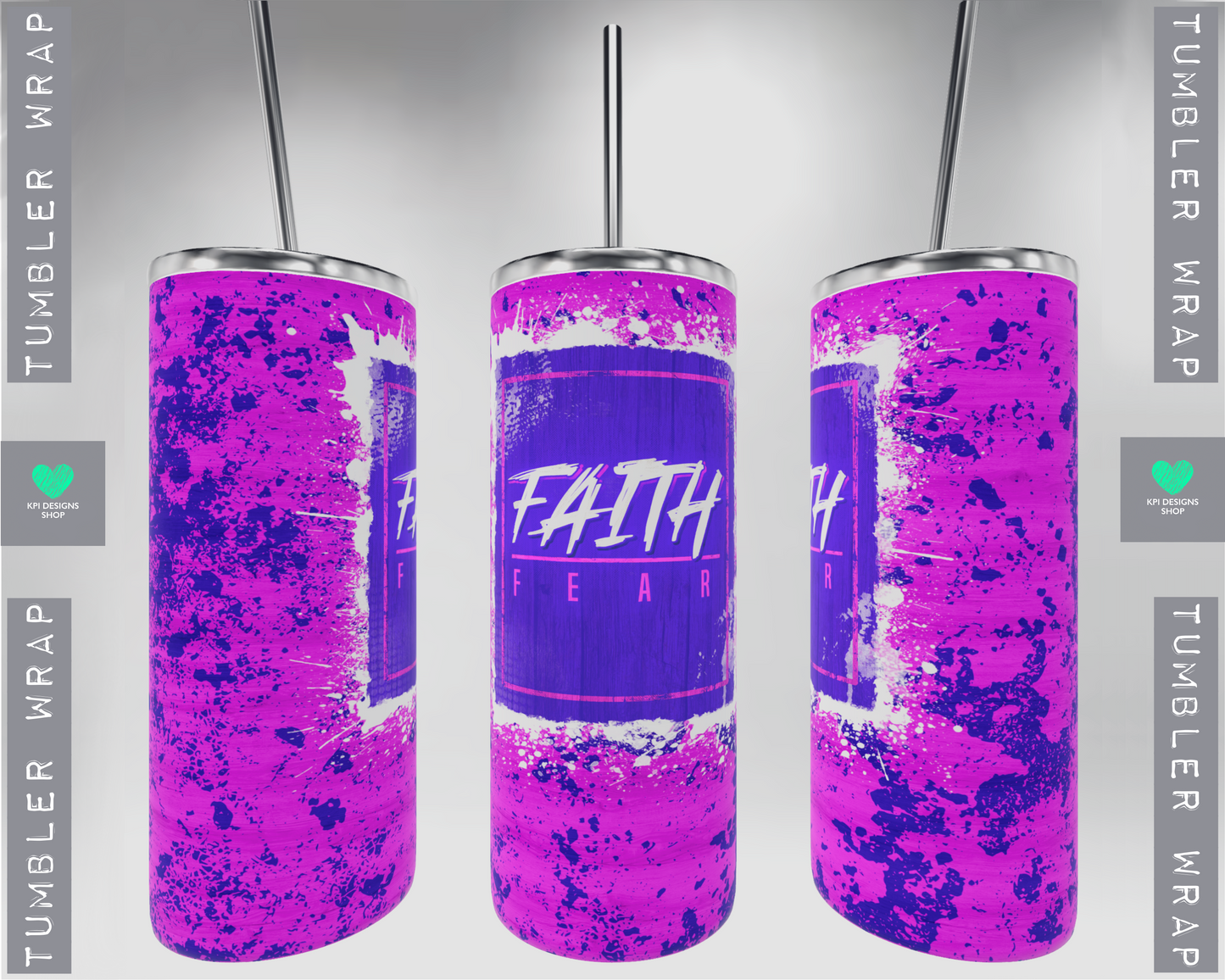 BOGO Tumbler Wrap: Faith Over Fear (2-pack) - PNG - Digital Design