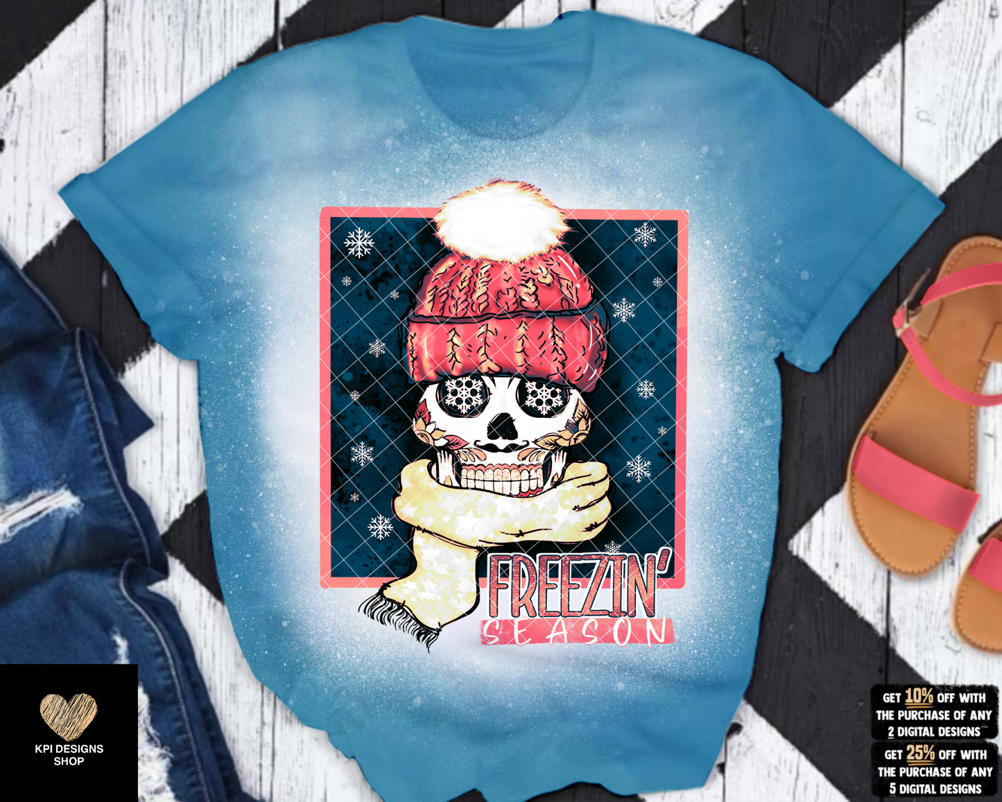Freezin' Season Skull (4-pack) - Nov2022 - PNG - Digital Design