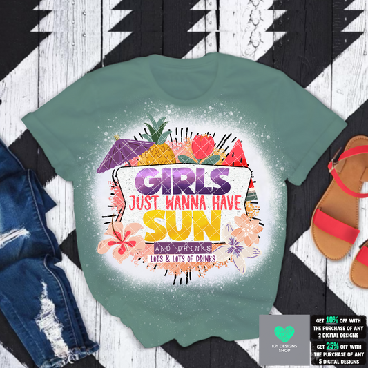 Girls Just Wanna Have Sun & Drinks - Apr2022 - PNG - Digital Design