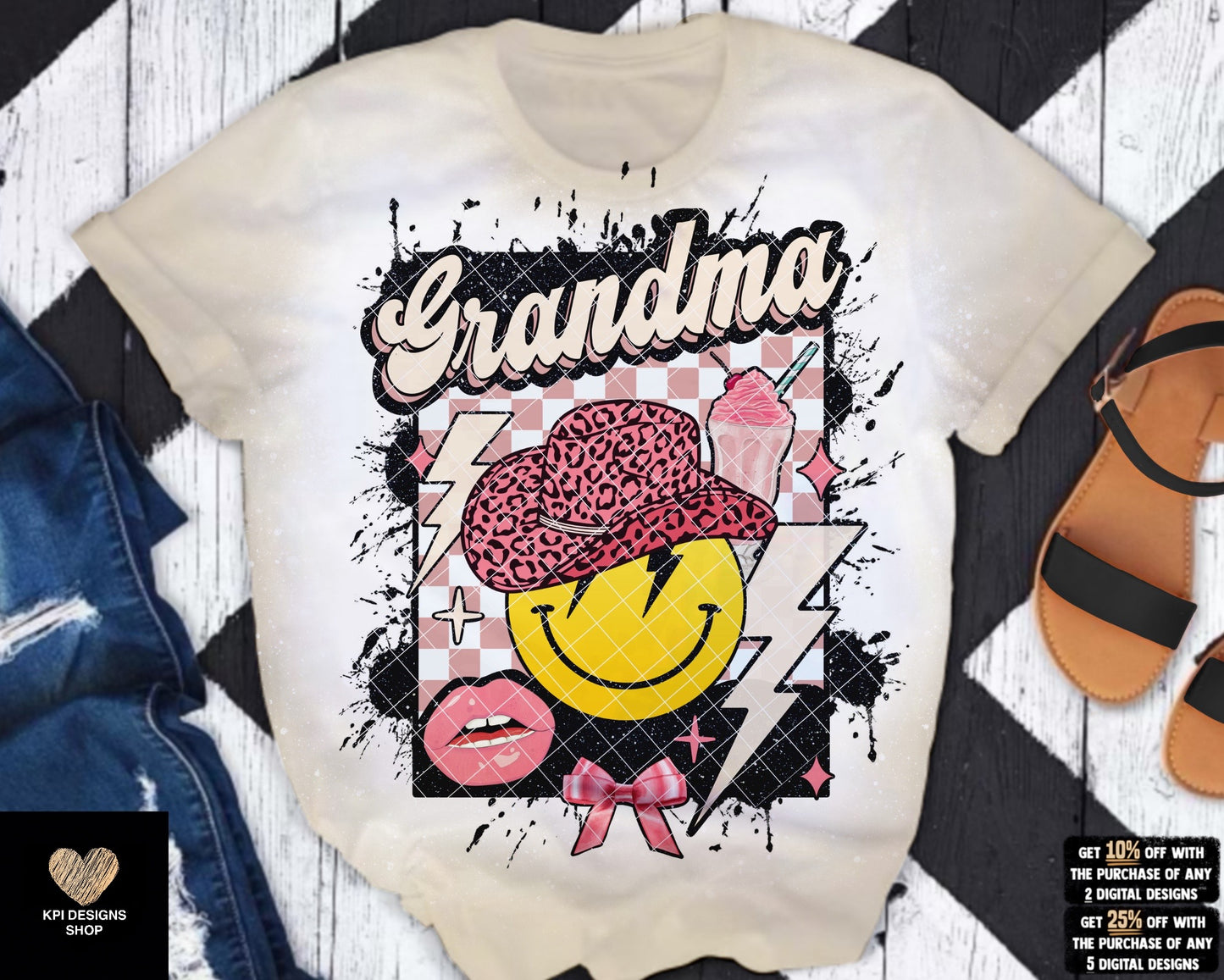 Grandma Smiley + Matching Pocket & Elements - Apr2022 - PNG - Digital Design