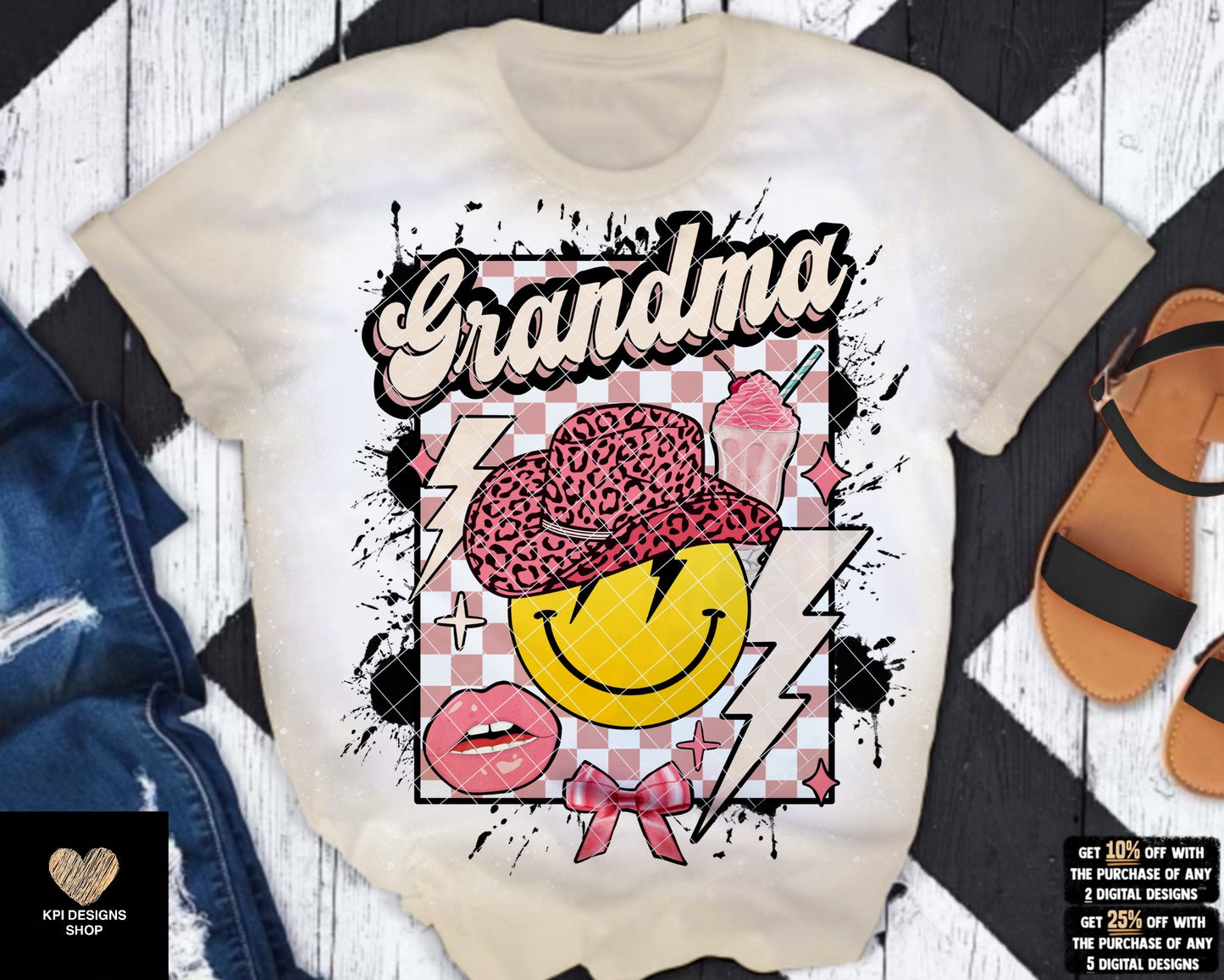 Grandma Smiley + Matching Pocket & Elements - Apr2022 - PNG - Digital Design