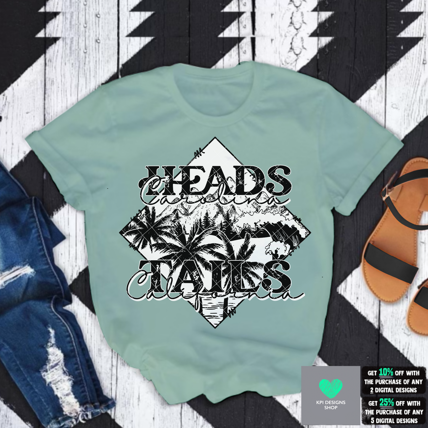 Heads Carolina Tails California (2-pack) - July2022 - PNG - Digital Design