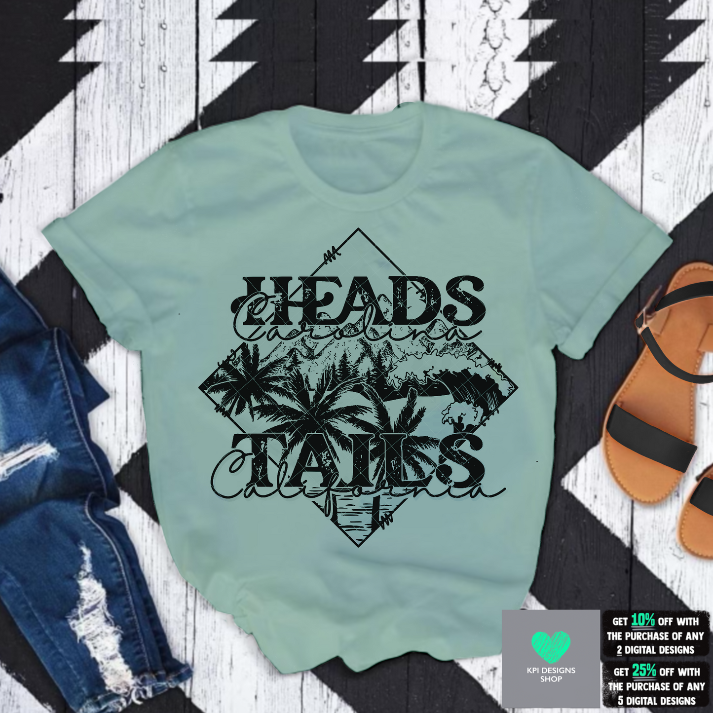 Heads Carolina Tails California (2-pack) - July2022 - PNG - Digital Design