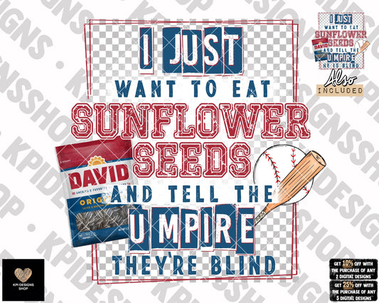 Sunflower Seeds & Blind Umpires (Baseball) - Mar2023 - PNG - Digital Design