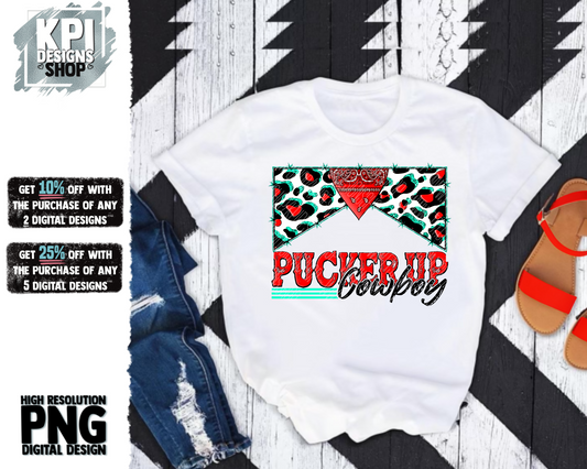 Pucker Up Cowboy - PNG - Digital Design
