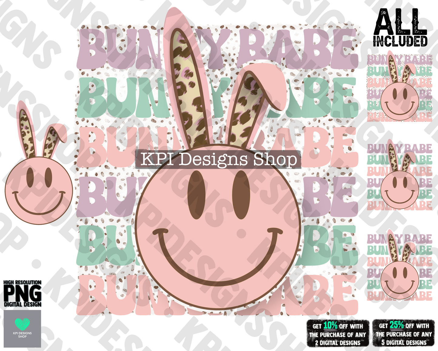 Easter Bunny Babe (5-pack) - Mar2022 - PNG - Digital Design