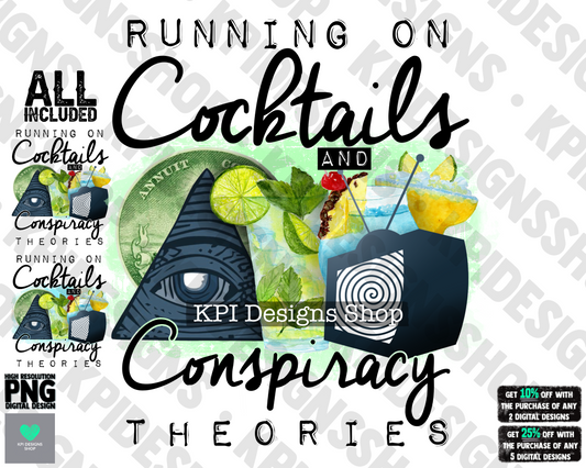 Cocktails and Conspiracy Theories  (3-pack) - Mar2022 - PNG - Digital Design