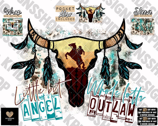 Little Bit Angel, Whole Lotta Outlaw w/ Matching Pocket (2-pack) - Mar2023 - PNG - Digital Design