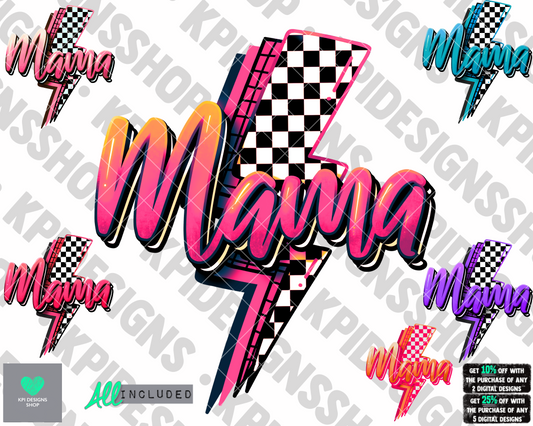 Checkered Mama Bolt (6-pack) - July2022 - PNG - Digital Design