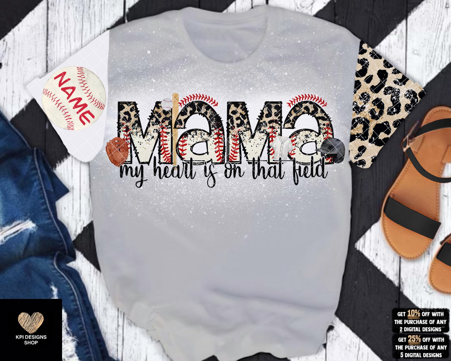 My Heart is On That Field - Baseball (Design & Name Badges) - Feb2023 - PNG - Digital Design