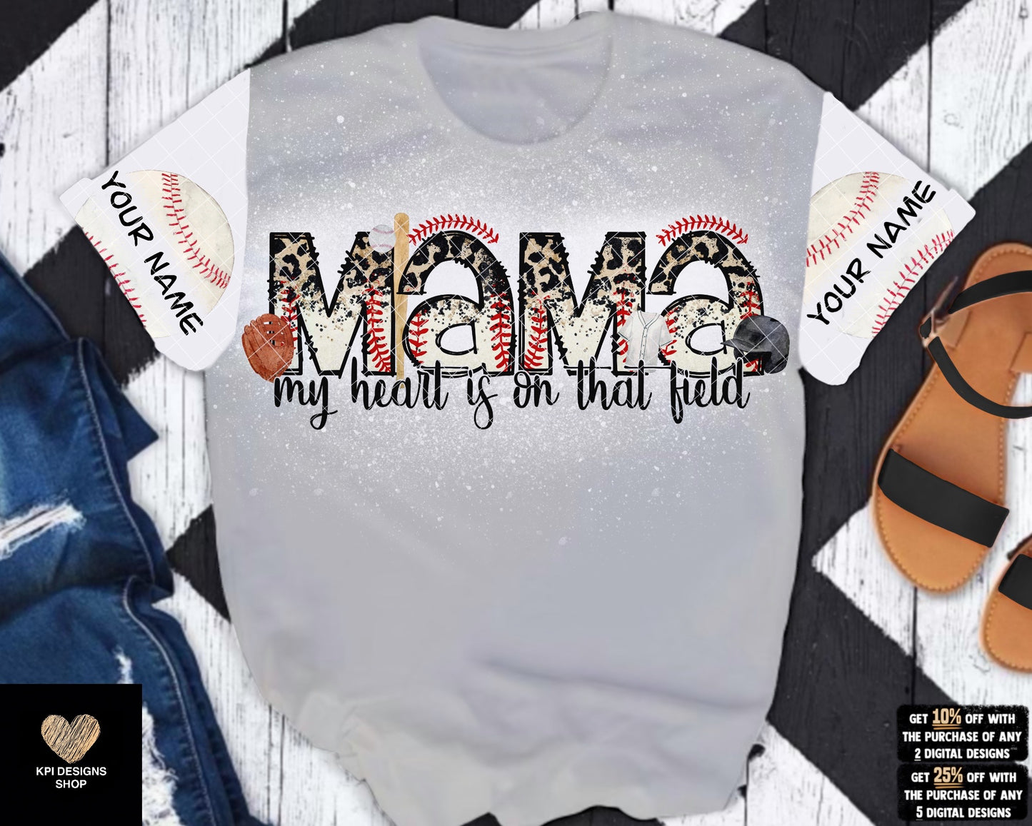 My Heart is On That Field - Baseball (Design & Name Badges) - Feb2023 - PNG - Digital Design