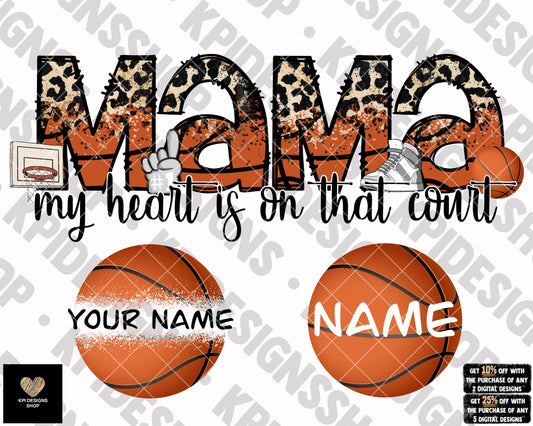 My Heart is On That Field - Basketball (Design & Name Badges) - Feb2023 - PNG - Digital Design