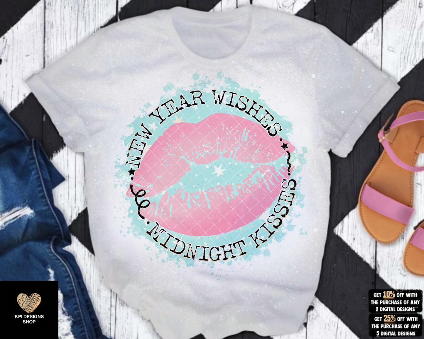 New Year Wishes, Midnight Kisses (2-pack) - Dec2022 - PNG - Digital Design