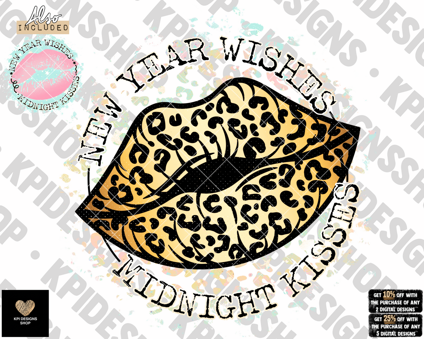 New Year Wishes, Midnight Kisses (2-pack) - Dec2022 - PNG - Digital Design